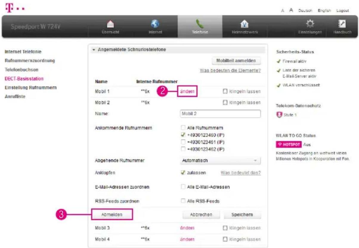 T-Mobile Speedport W 724V - Schnurlostelefon (Speedphone) abmelden - 1