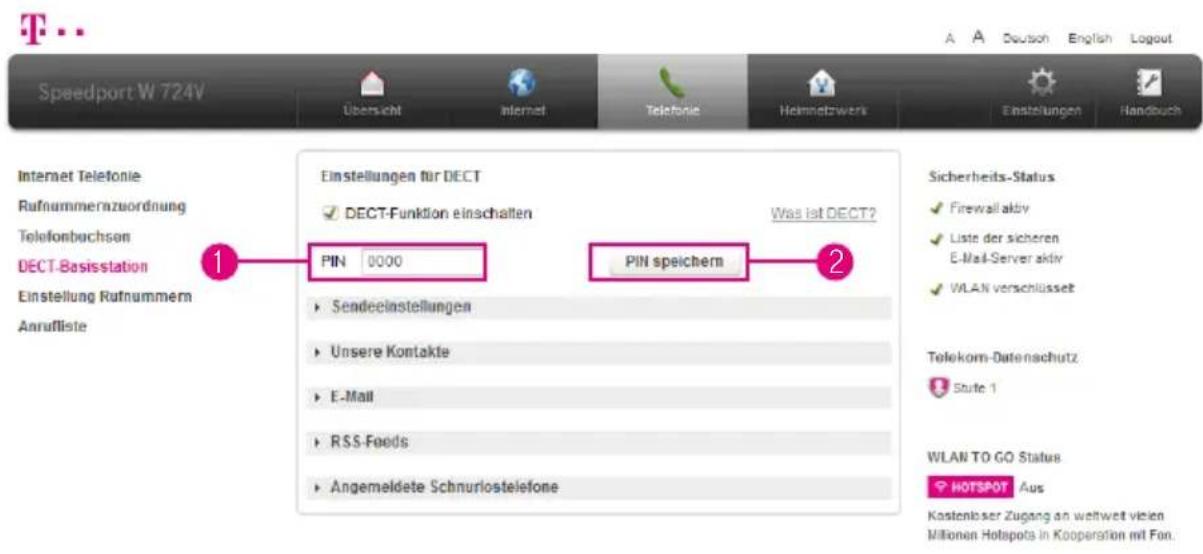 T-Mobile Speedport W 724V - DECT-PIN ändern - 1