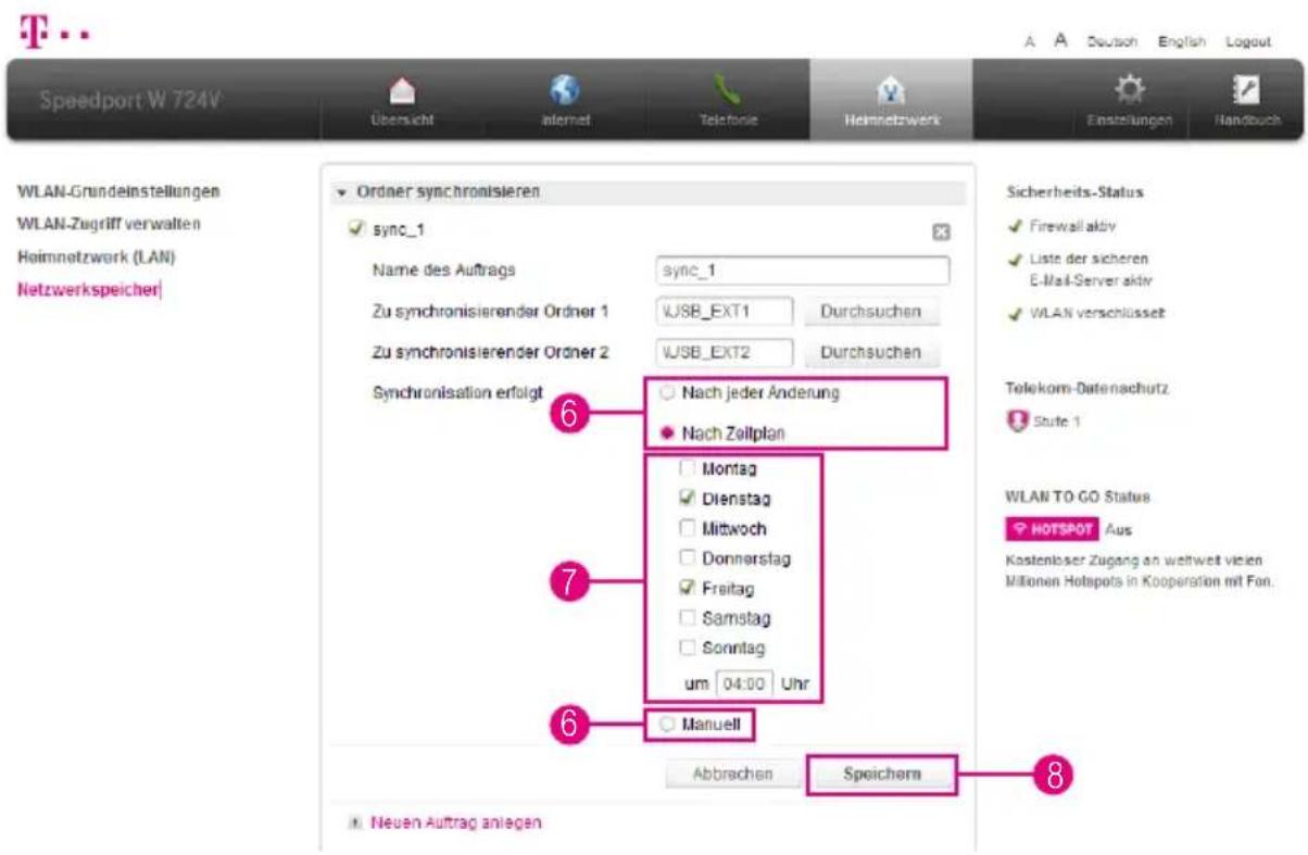 T-Mobile Speedport W 724V - Ordnersynchronisation einrichten (Fortsetzung) - 1
