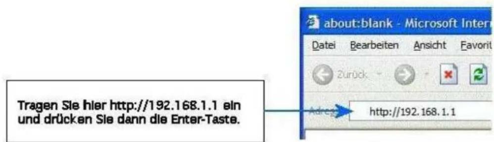 Tragen Sie hier http://192.168.1.1 ein und drücken Sie dann die Enter-Taste. http://192.168.1.1