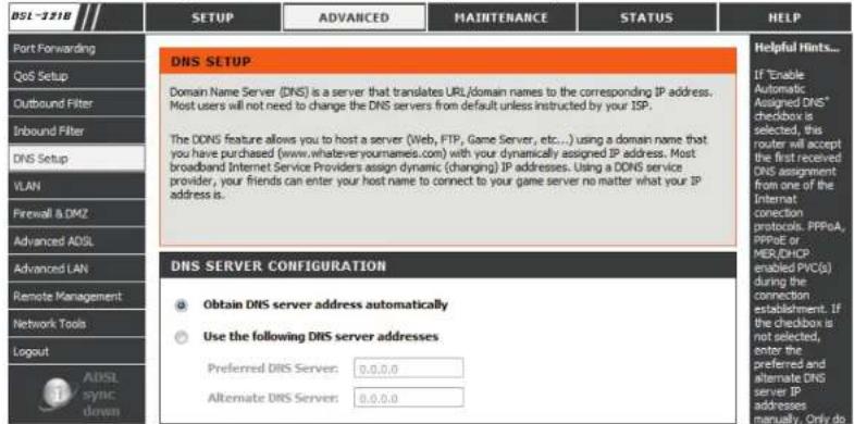 D-LINK DSL-321B - DNS-SERVER-KONFIGURATION - 1