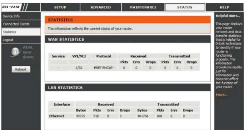 D-LINK DSL-321B - LAN-STATISTIK - 1