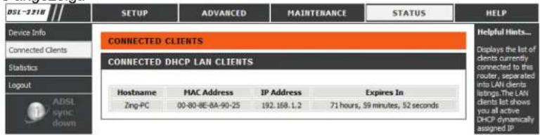 D-LINK DSL-321B - VERBUNDENE DHCP LAN CLIENTS - 1