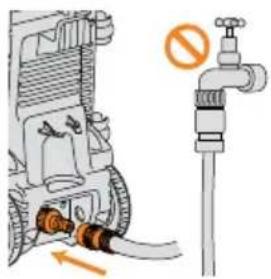 Diagram showing a car's exhaust pipe connection with a stop sign and no warning symbol