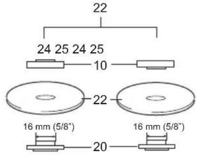 22 24 25 24 25 10 16 mm (5/8") 22 16 mm (5/8") 20
