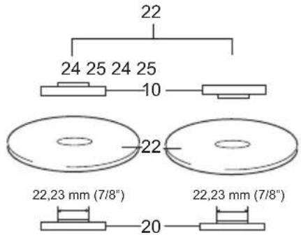 22 24 25 24 25 10 22 22,23 mm (7/8") 22,23 mm (7/8") 20
