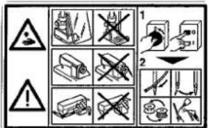 Yamato Z7000SD-8 class - Warning labels on sewing machines - 1