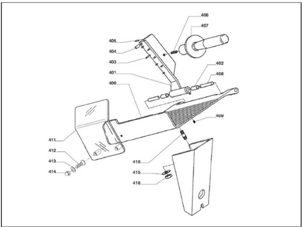 Exploded view diagram of a mechanical device with numbered parts for identification