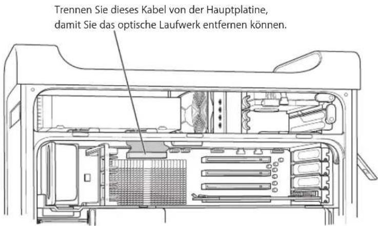 Trennen Sie dieses Kabel von der Hauptplatine, damit Sie das optische Laufwerk entfernen können.