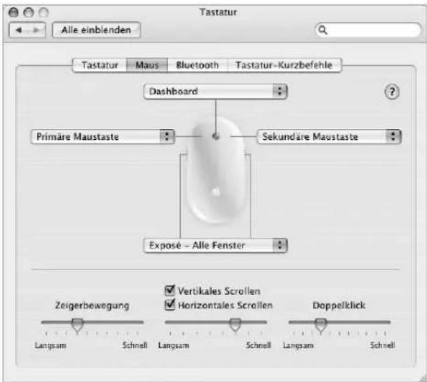Tastatur Alle einblenden Tastatur Maus Bluetooth Tastatur-Kurzbefehle Dashboard Primäre Maustaste Sekundäre Maustaste Exposé - Alle Fenster Zeigerbewegung ✓ Vertikales Scrollen ✓ Horizontales Scrollen Doppelklick Langsam Schnell Langsam Schnell Langsam Schnell