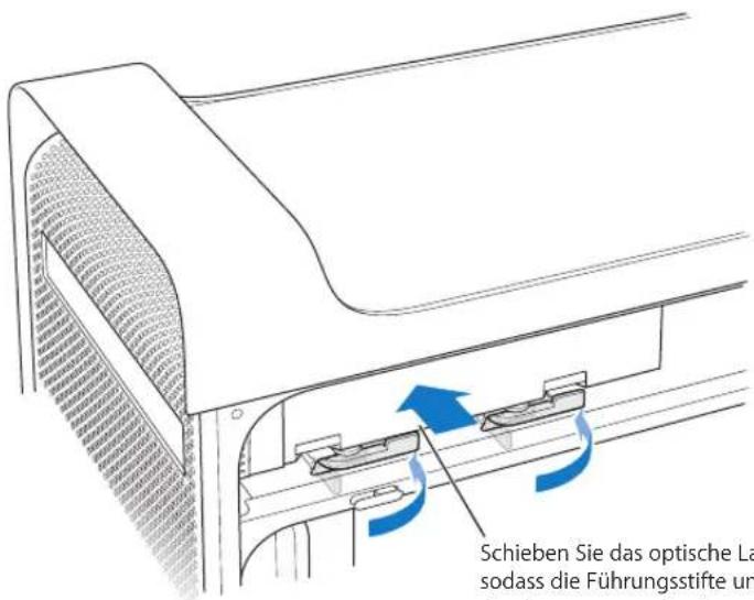 Schieben Sie das optische La sodass die Führungstifte um