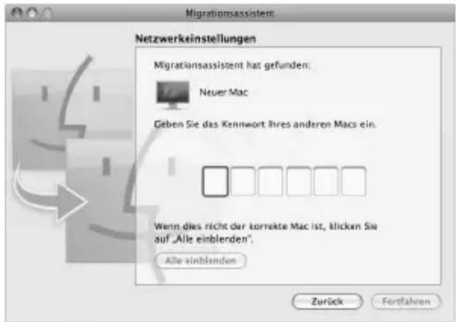 Netzwerkeinstellungen Migrationsassistent hat gefunden: Neuer Mac Geben Sie das Kennwort Ihres anderen Macs ein. Wenn dies nicht der korrekte Mac ist, klicken Sie auf „Alle einblenden”. Alle einblenden Zurück Fortfahren