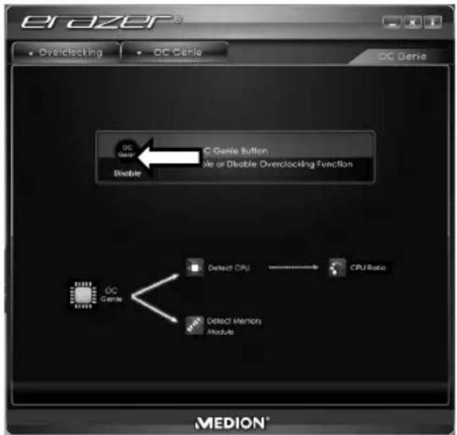 MEDION Akoya E2069 - Prozessorübertaktung über die Schaltfläche im MEDION® ERAZER® Control Center - 3