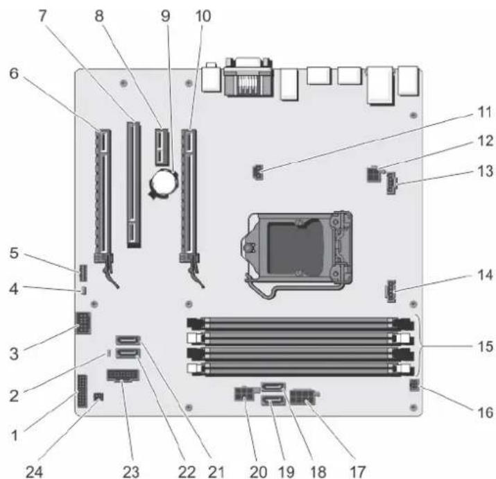 DELL PowerEdge T20 D13M - Anschlüsse auf der Systemplatine - 1