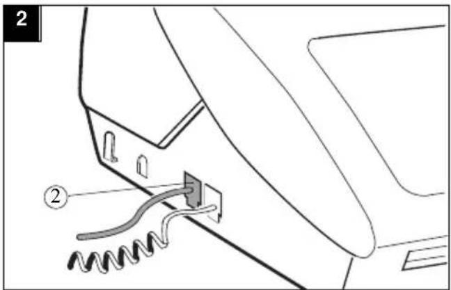 Diagram showing a mechanical component with labeled parts, including a spring and cable connection.
