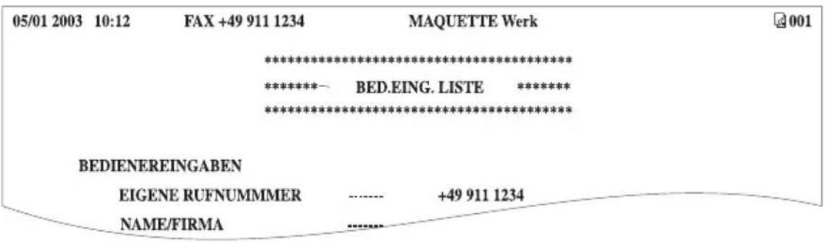 T-Mobile Fax 4300 - Liste der Einstellungen (Bedienerdatenliste) - 5