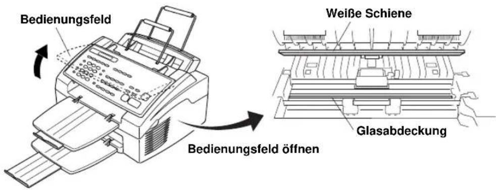 Bedienungsfeld Weiße Schiene Glasabdeckung Bedienungsfeld öffnen