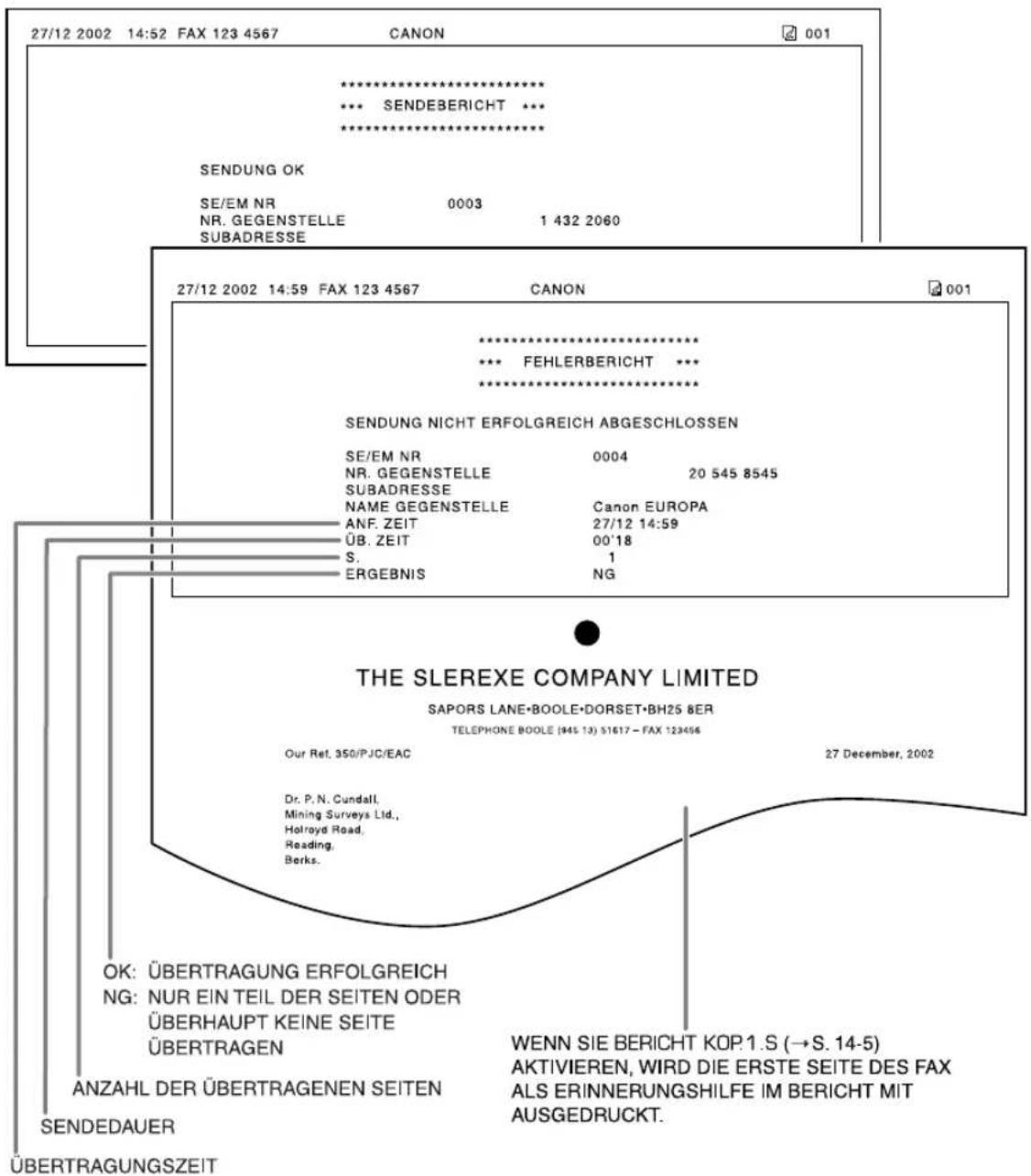 CANON FAX-L240 - SENDEBERICHT - 1