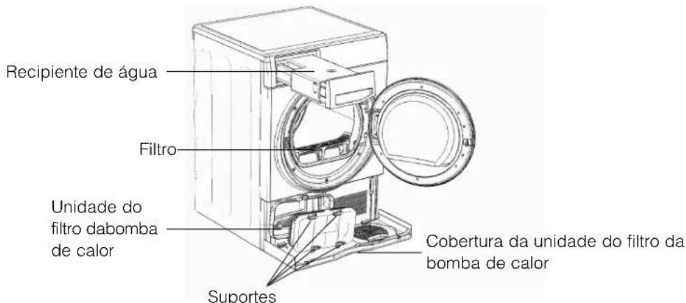 Recipiente de água Filtro Unidade do filtro dabomba de calor Suportes Cobertura da unidade do filtro da bomba de calor