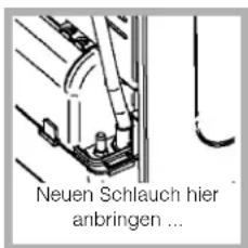 Neuen Schlauch hier anbringen ...