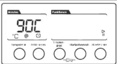 Anzahl 90°C °F Temperat # Selnk für cm Funktionen Traden- grad Startzeitvorwah Stampfärke