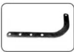 Simple black curved tool or bracket with evenly spaced holes (no text or symbols)