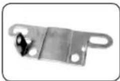 Metal mechanical component with mounting holes and a small black object on the side (no visible text or symbols)