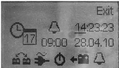 Fendt Brillant 650 TF (2013) - Menü Stellen von Uhrzeit, Weckzeit und Datum (beleuchtet; Betrieb mit und ohne Batteriesensor) - 1