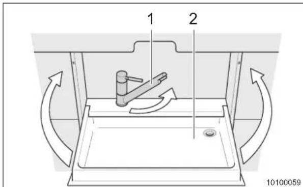 Adria Aviva 350 (2012) - Folding the washbasin down: - 1