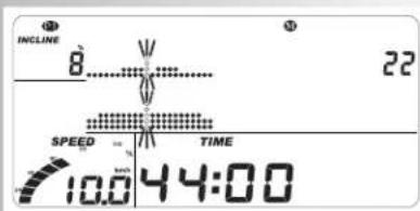 INCLINE 8..... 22 SPEED TIME 10.0 44:00