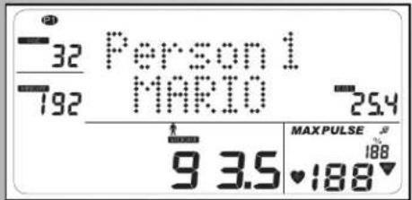 -32 Person 1 792 MARIO 25.4 ↑ MAXPULSE ° 9 3.5♥188▼