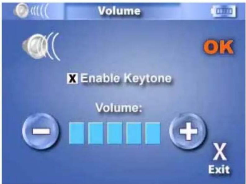 Volume OK Enable Keytone Volume: - + X Exit