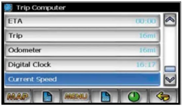Trip Computer ETA 00:00 Trip 16ml Odometer 16ml Digital Clock 16:17 Current Speed MAP MENU