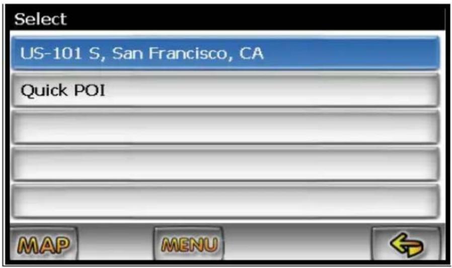 Select US-101 S, San Francisco, CA Quick POI MAP MENU