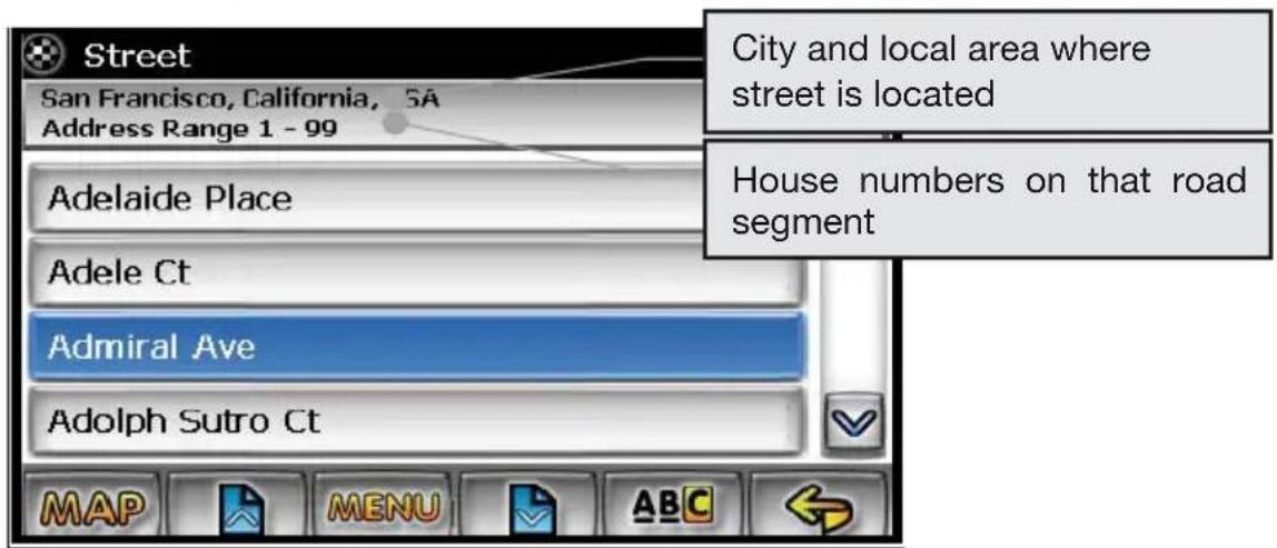 Street San Francisco, California, SA Address Range 1 - 99 Adelaide Place Adele Ct Admiral Ave Adolph Sutro Ct City and local area where street is located House numbers on that road segment MAP MENU ABC