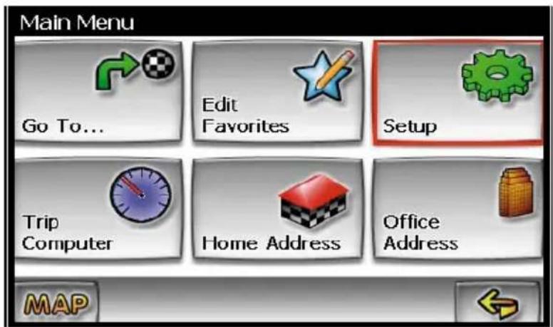 Main Menu Go To... Edit Favorites Setup Trip Computer Home Address Office Address MAP