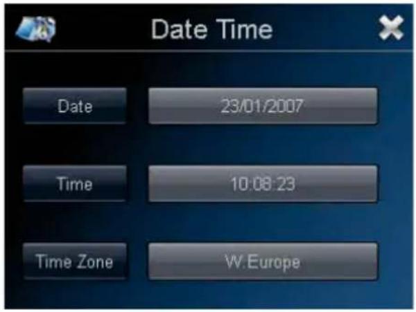 Date Time Date 23/01/2007 Time 10:08:23 Time Zone W.Europe