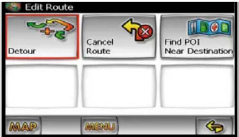 Edit Route Detour Cancel Route Find POI Near Destination MAP MENU