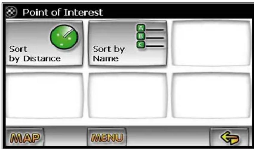 Point of Interest Sort by Distance Sort by Name MAP MENU