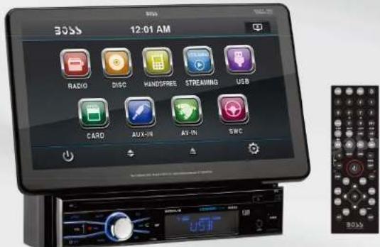 BOSS 12:01 AM RADIO DISC HANDS/FREE STREAMING USB CARD AUX-IN AV-IN SWC