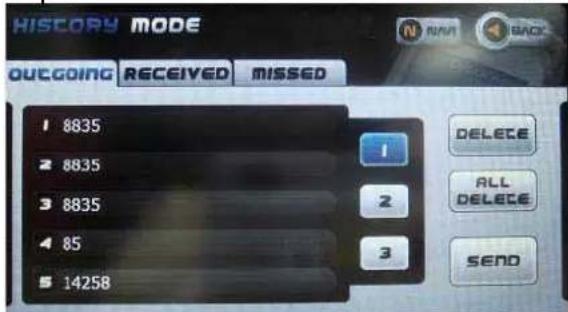 Bullit NAV3500BT - Call history mode - 1