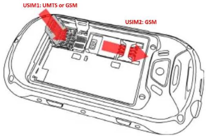 USIM1: UMTS or GSM USIM2: GSM