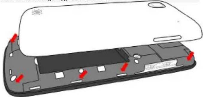 Vordere Kamera Hörer Helligkeit und Nähe Sensor Lautstärke “+” und “-” Kapazitives touch screen Mikro USB Buchse Zurück Home Suche Mikrofon Kontextuelles Menü Ein/aus und Standby Flash Kamera Kopfhörer Buchse Sekundäres Mikrofon Lautsprecher Schlitz für Coverentfernung