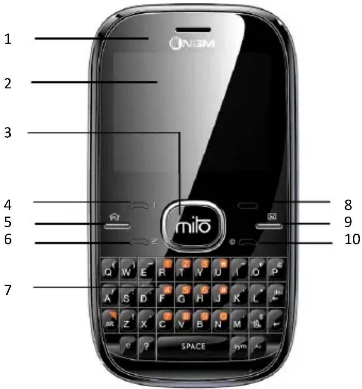 NGM Mito - Hauptelemente des Telefons - 1