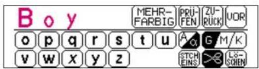 Boy MEHR- FARBIG PRU- FEN ZU- RÜCK UOR o p q r s t u A G M/K v w x y z STCH EINS L8- SOHEN
