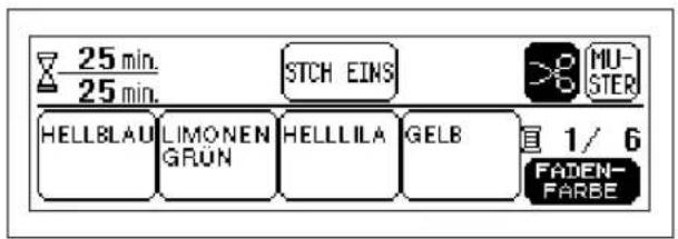 25 min. 25 min. STCH EINS MU- STER HELLBLAU LIMONEN GRUN HELLILA GELB 1/6 FADEN- FARBE
