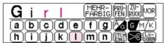 G i r l MEHR- FARBIG PRÜ- FEN ZU- RUCK UOR a b c d e f g A G M/K h i j k l m n STCH EINS LÖ- SCHEN