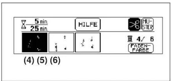 5 min. 25 min. HILFE HU- STER 4/6 FADEN- PARBE (4) (5) (6)