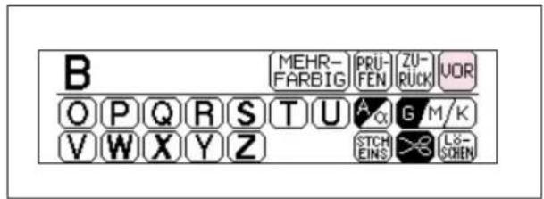 B MEHR- FARBIG PRJ- FEN ZU- Rück UOR OP Q R S T U A G M/K V W X Y Z STCH EINS LÖ- SCHEN