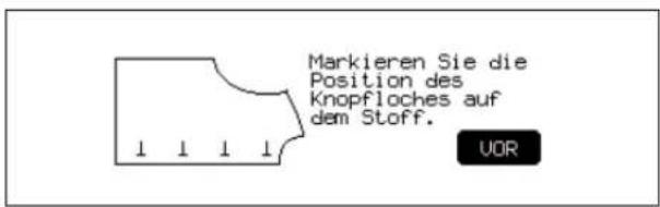 Markieren Sie die Position des Knopfloches auf dem Stoff. UOR